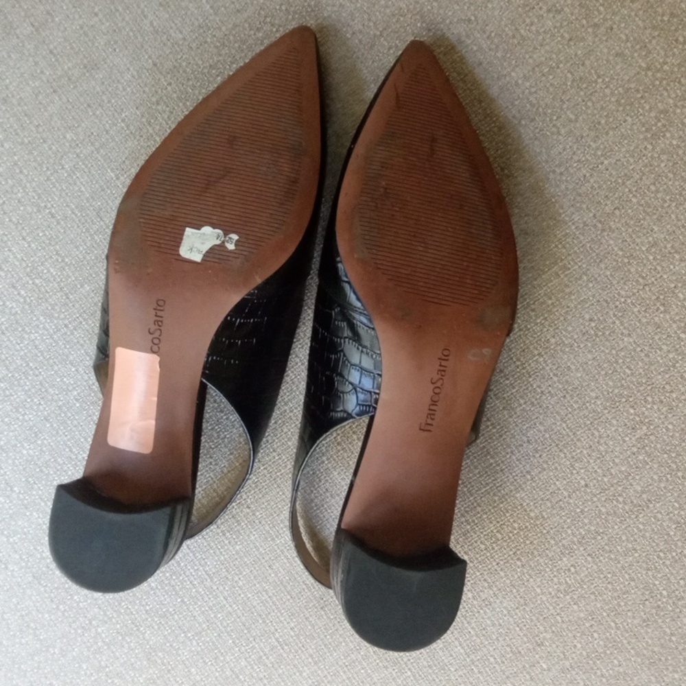 Franco Sarto Black Croc Slingback Block Heels – Women’s Size 11 - Picture 4 of 4